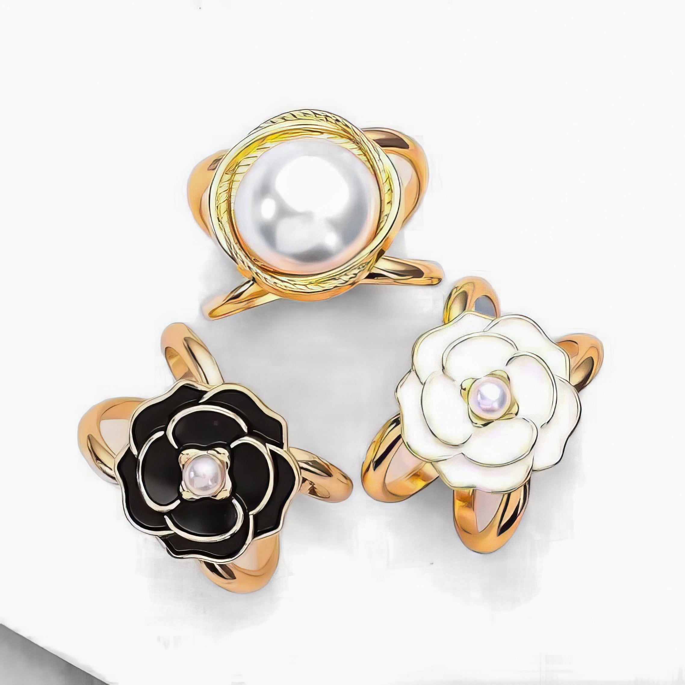 Elegance Trio of Flowered Pearl Buckles