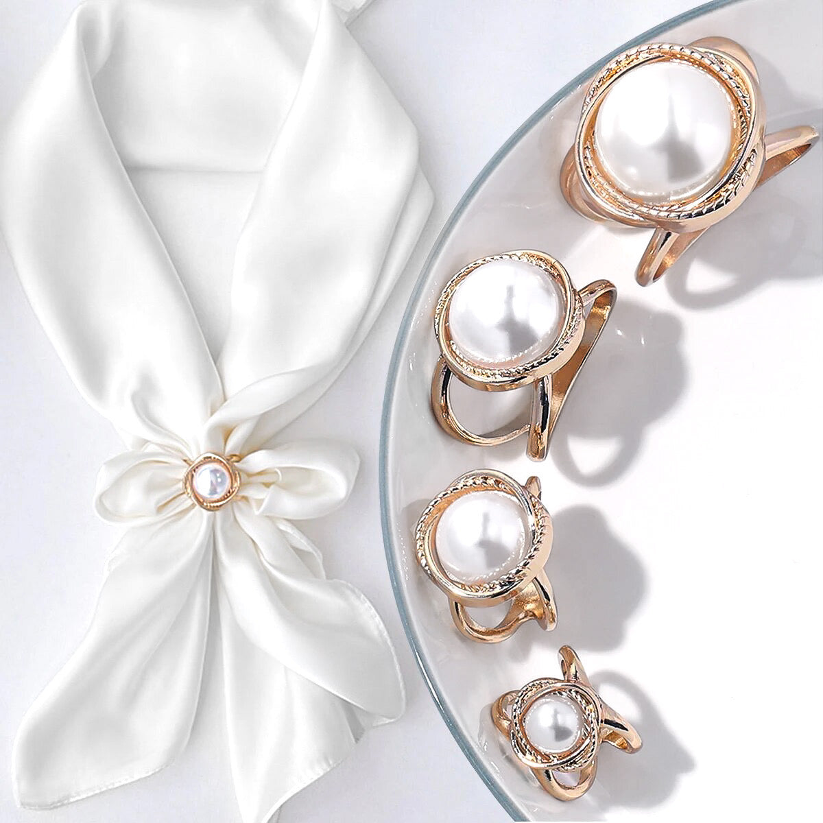 Elegance Trio of Flowered Pearl Buckles